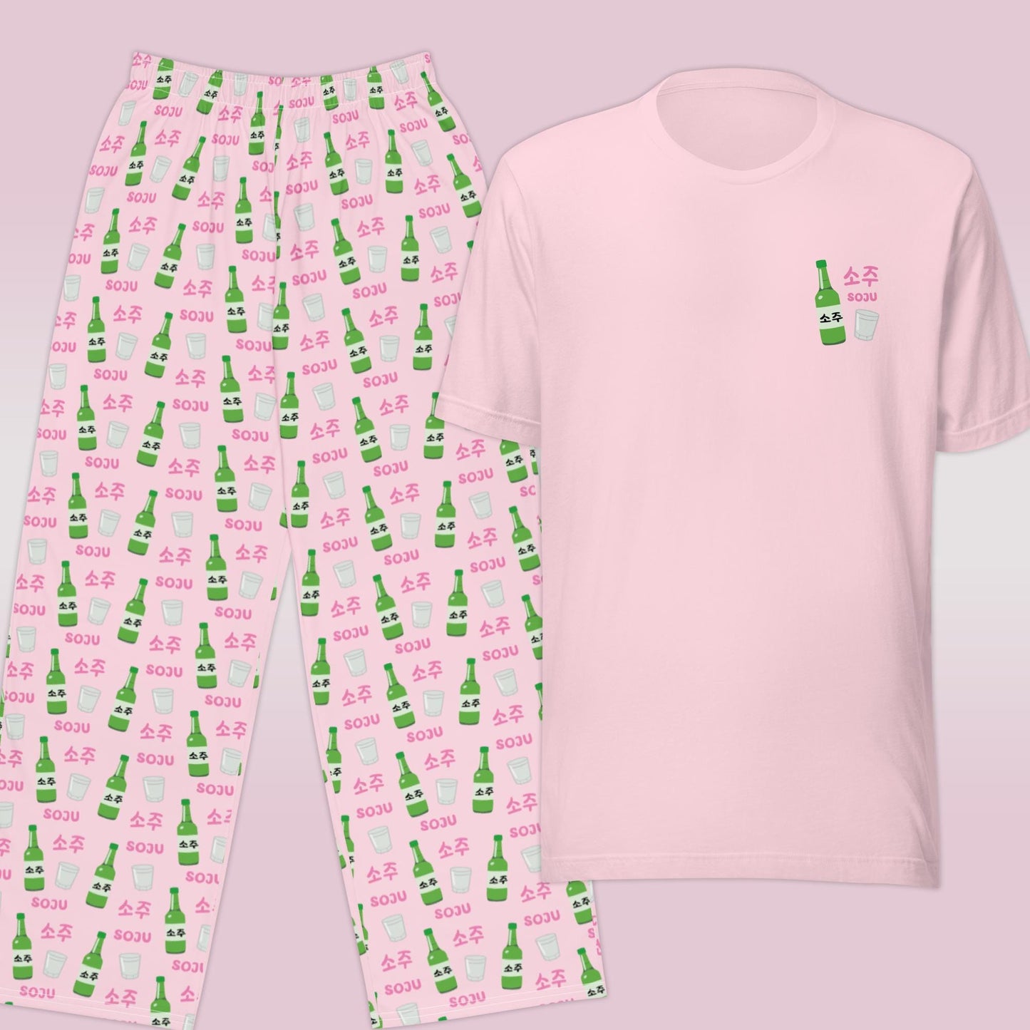 Soju Pajamas Set - Pink / White